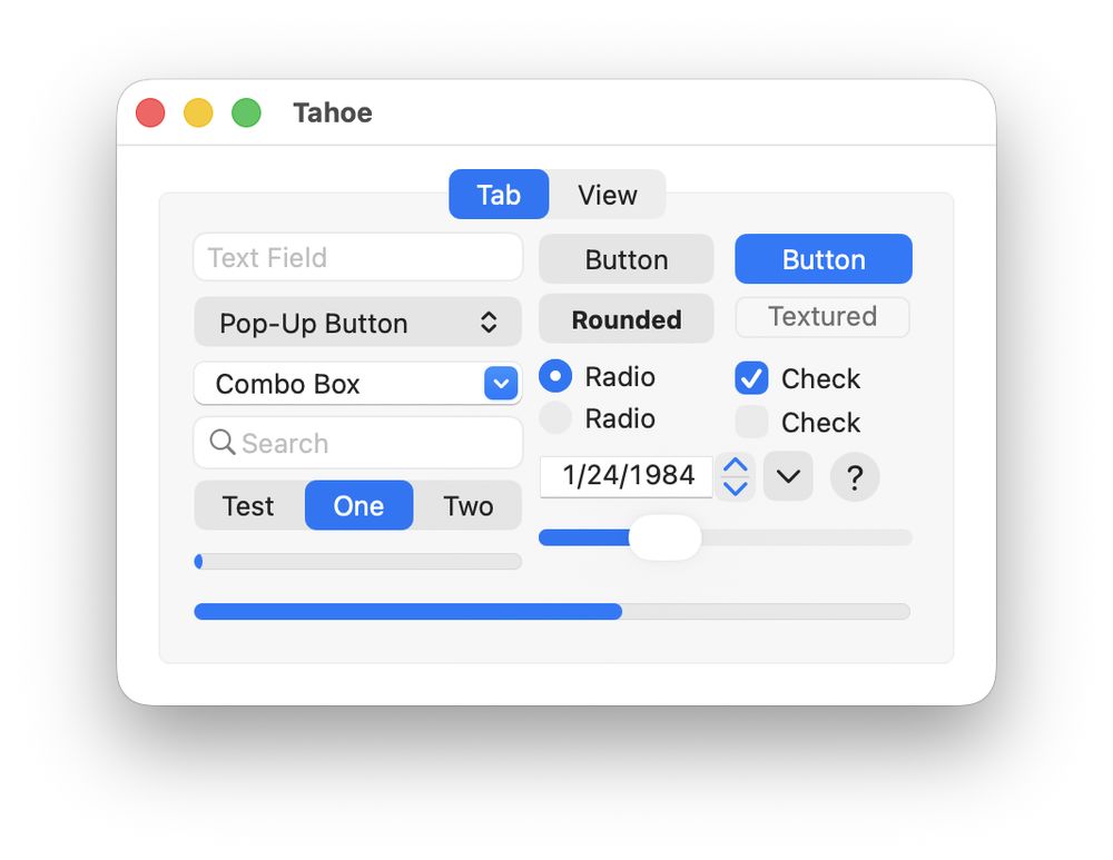 macOS 26 Tahoe UI controls in a window.