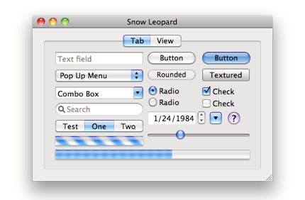 Mac OS X 10.6 Snow Leopard UI controls in a window.