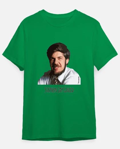 Stephen Jay Gould on a t-shirt, mockup image I found online