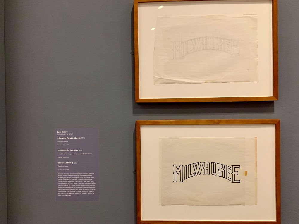 Milwaukee Brewers uniform lettering art, Worcester Art Museum 2021