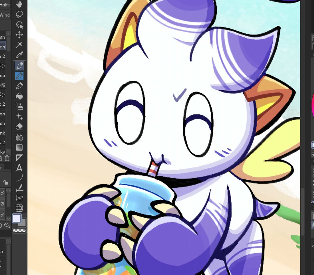 WIP: a Chao drinking a fruit beverage.