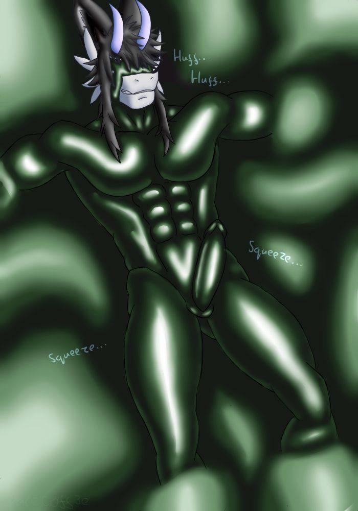 Apollo trapped in a skin tight layer of slime.