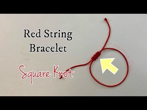 Adjustable red string bracelet - sliding square knot