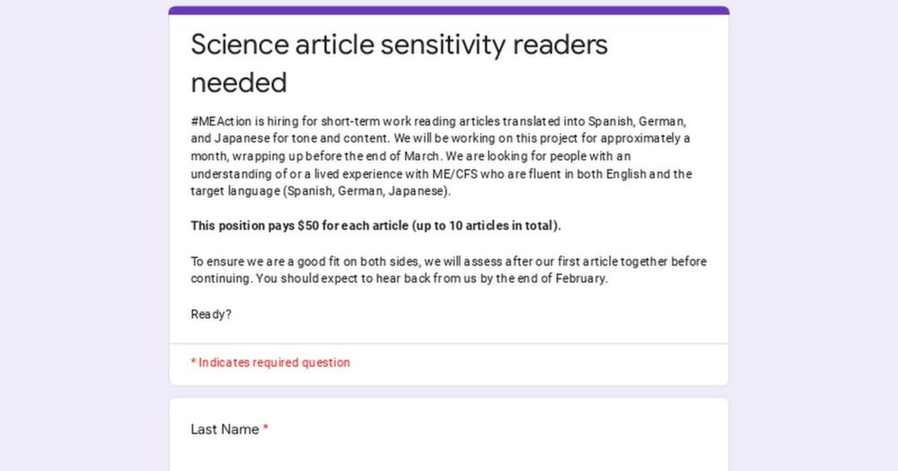 Science article sensitivity readers needed