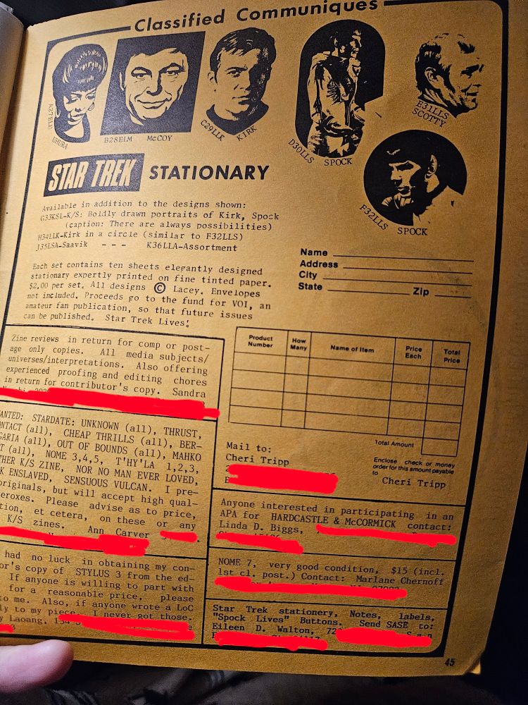 Photo of Star Trek stationary to order.