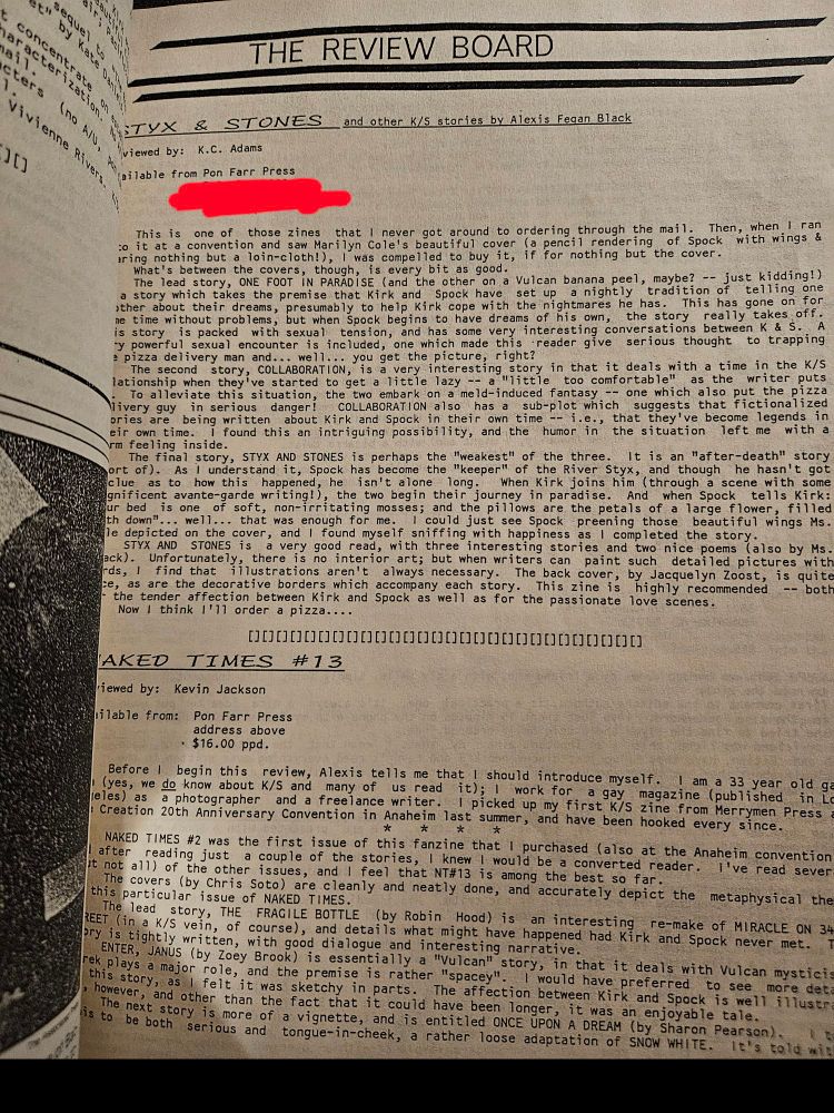 Photo of fanzine reviews