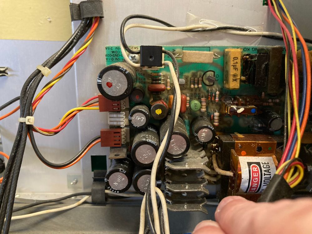 Power supply with a blown Rifa cap