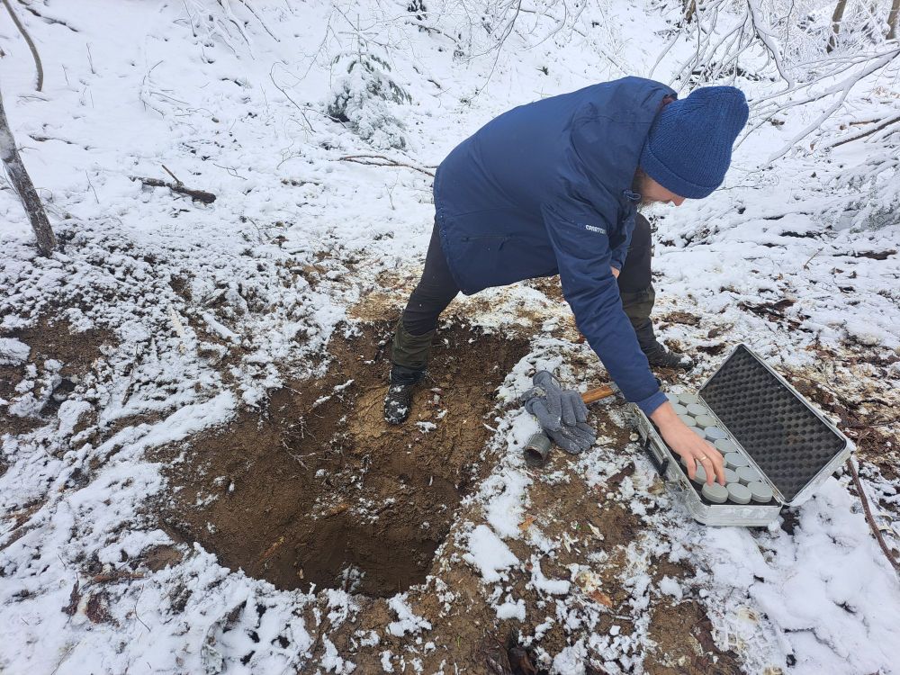 Taking soil samples