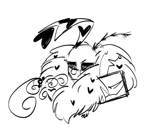 a mothmath with a very fluffy ruff has two besties buried within said ruff