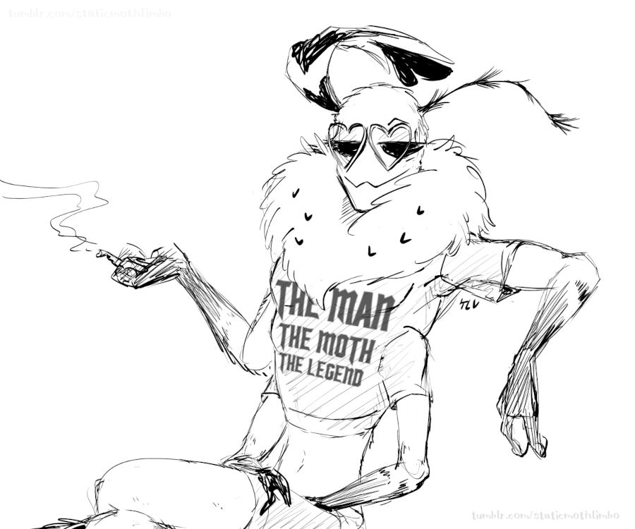 valentino wearing a tight shirt that says, "The Man, The Moth, The Legend"