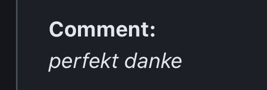 Screenshot des kommentars perfekt danke