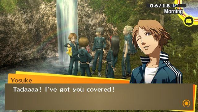 Yosuke ambushing Chie and Yukiko with swimsuits and guilting them into wearing them on the camp trip.

The same camp trip where Yosuke borderline accuses Kanji of wanting to molest him on no grounds whatsoever. WTF, Yosuke?!