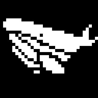 Whale drawn in 1 bit pixelart