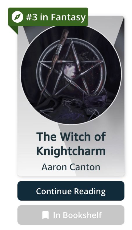 Cover of "The Witch of Knightcharm," with a label noting that it's ranked #3 in the Fantasy category.