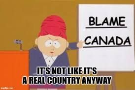 Mrs Broflovski teaching class to blame Canada because IT'S NOT LIKE IT'S A REAL COUNTRY ANYWAY