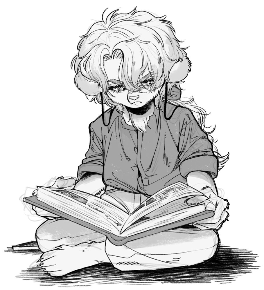 音楽を聴きながら資料を読むオズ