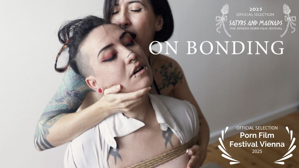 Poster with festivals laurels of the short porn movie "On Bonding"