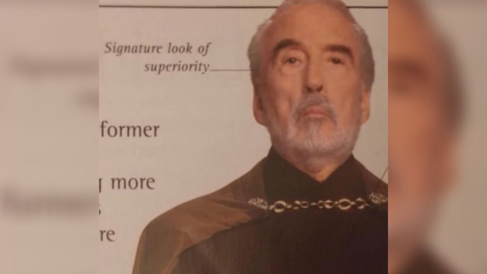 Count Dooku's "Signature look of superiority" from Star Wars: Revenge of the Sith: The Visual Dictionary