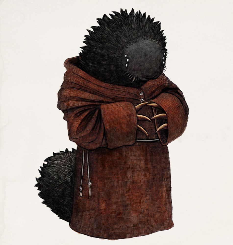 a woolly bear caterpillar wearing a monk cassock