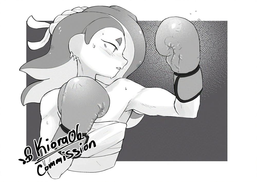 Shiver with boxing gloves and a boxing stance.