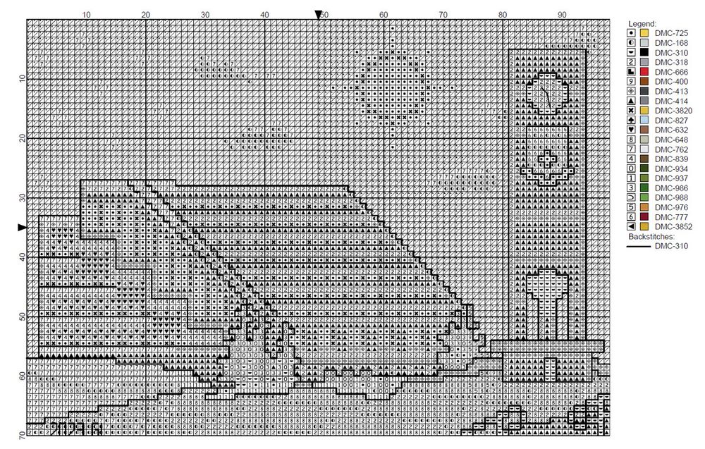 cross stitch pattern of QEII library and clock tower