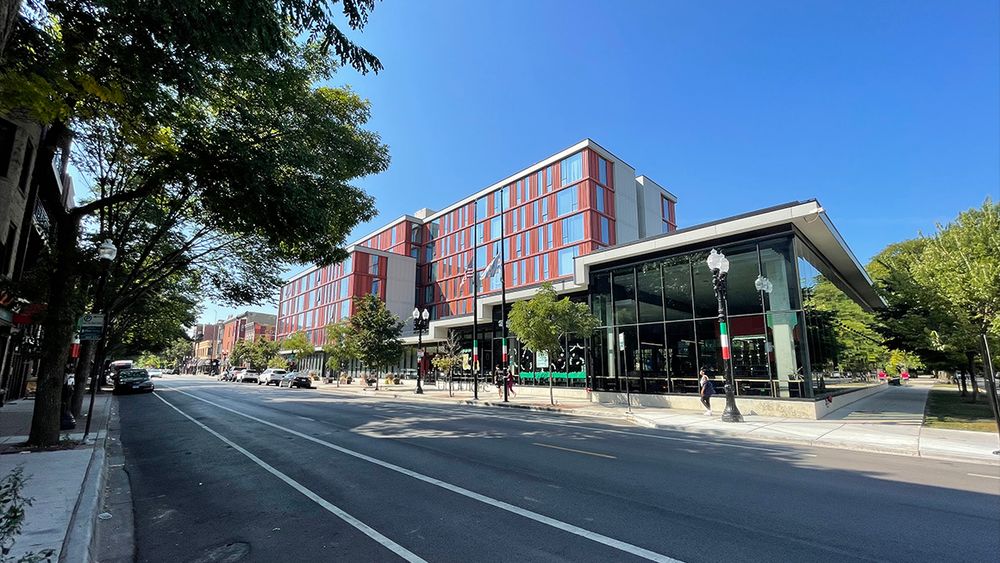 The Taylor Street Library and apartments in Chicago's Little Italy.