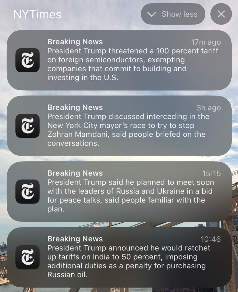 NYT breaking alerts: All Trump, all the time 