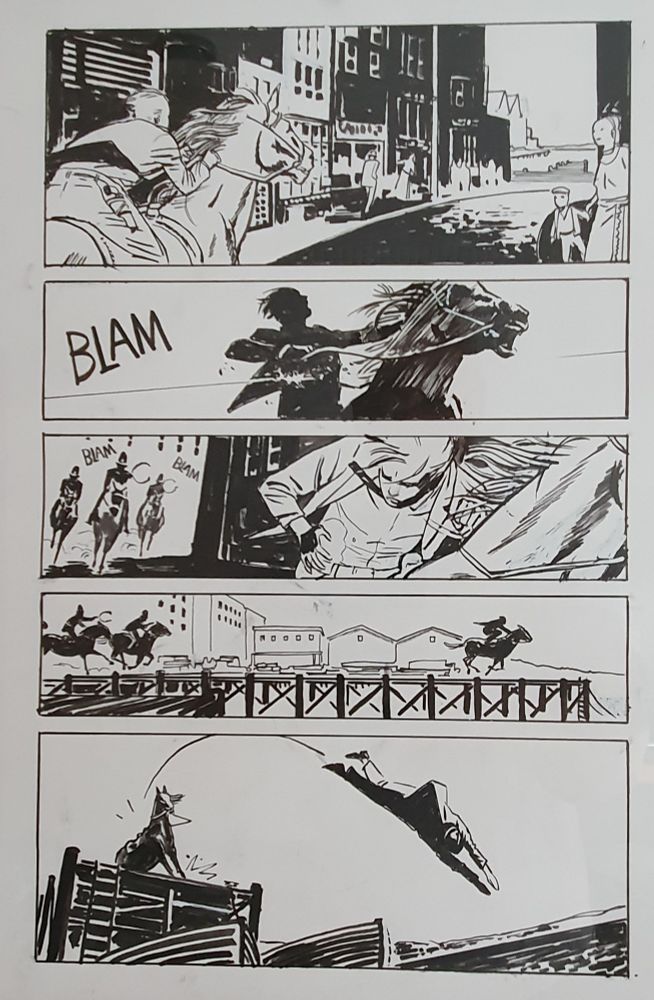 Original comic art page by artist Josh Hixson, from comic series Shanghai Red.