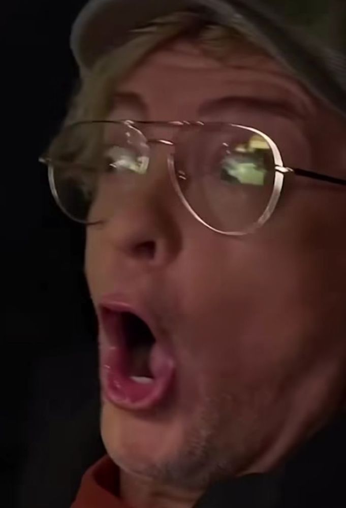 Rhys Darby being very shocked 