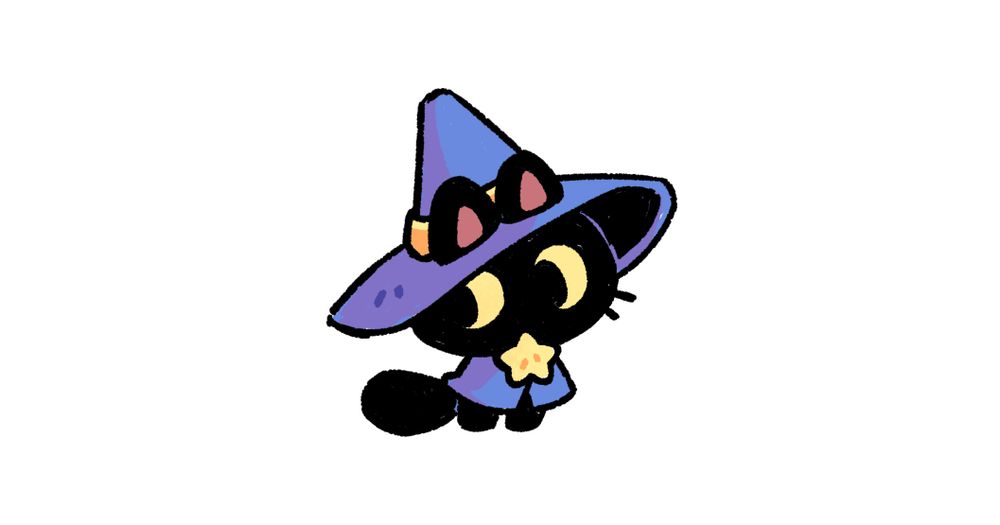 just a black kitty in a witch hat and cloak