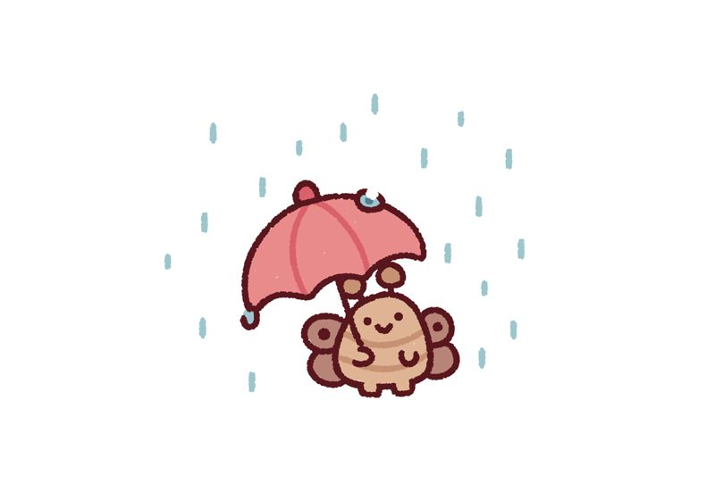 doodle of a moth with a small umbrella