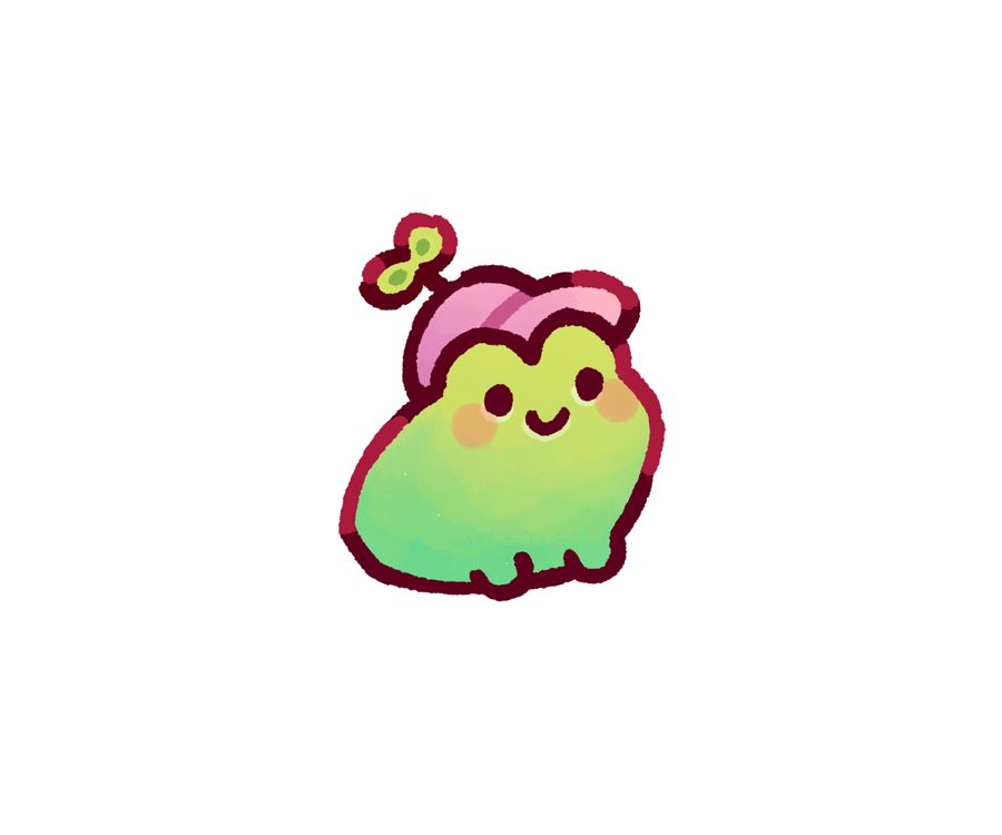 drawing of a small forg with a sprout hat
