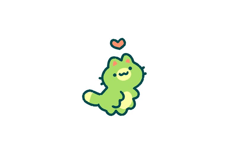 doodle of a caterpillar who is a cat but also a bug
