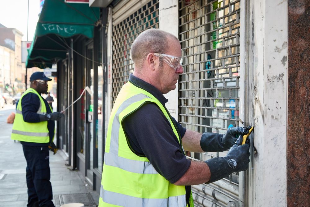 Clearing graffiti in Camberwell