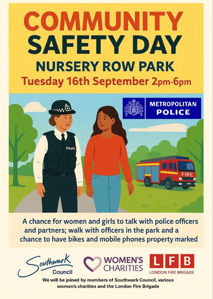 Information about the community safety day at Nursery Park Row on 16 September from 2pm
