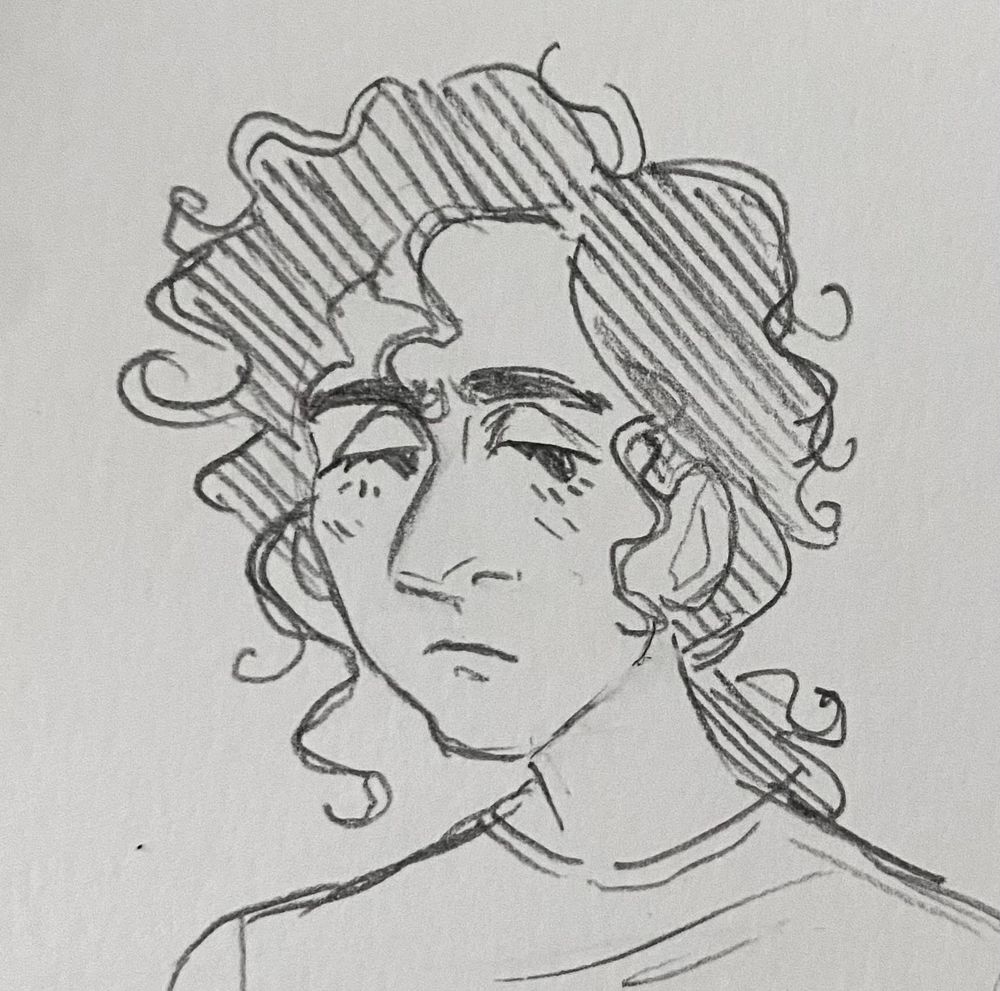 Pencil sketch of a woman with a slightly unhappy neutral expression.