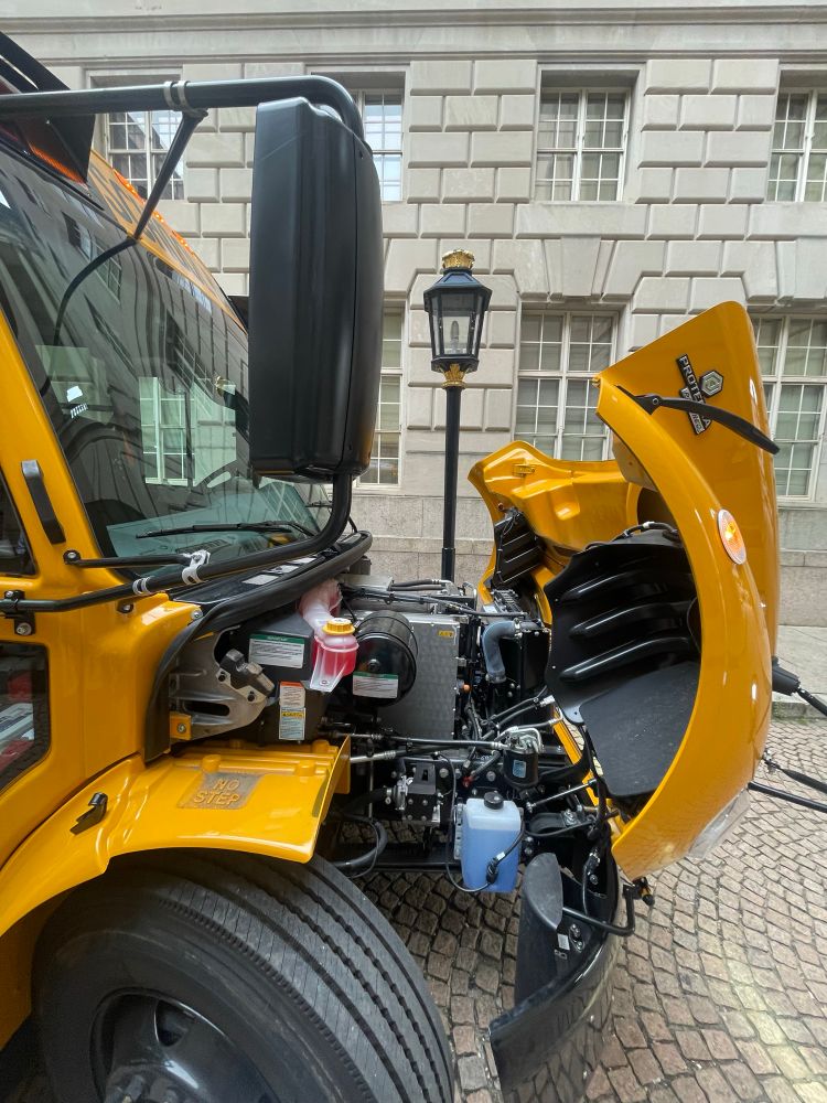 View of the electric school bus battery taken at EPA HQ in DC