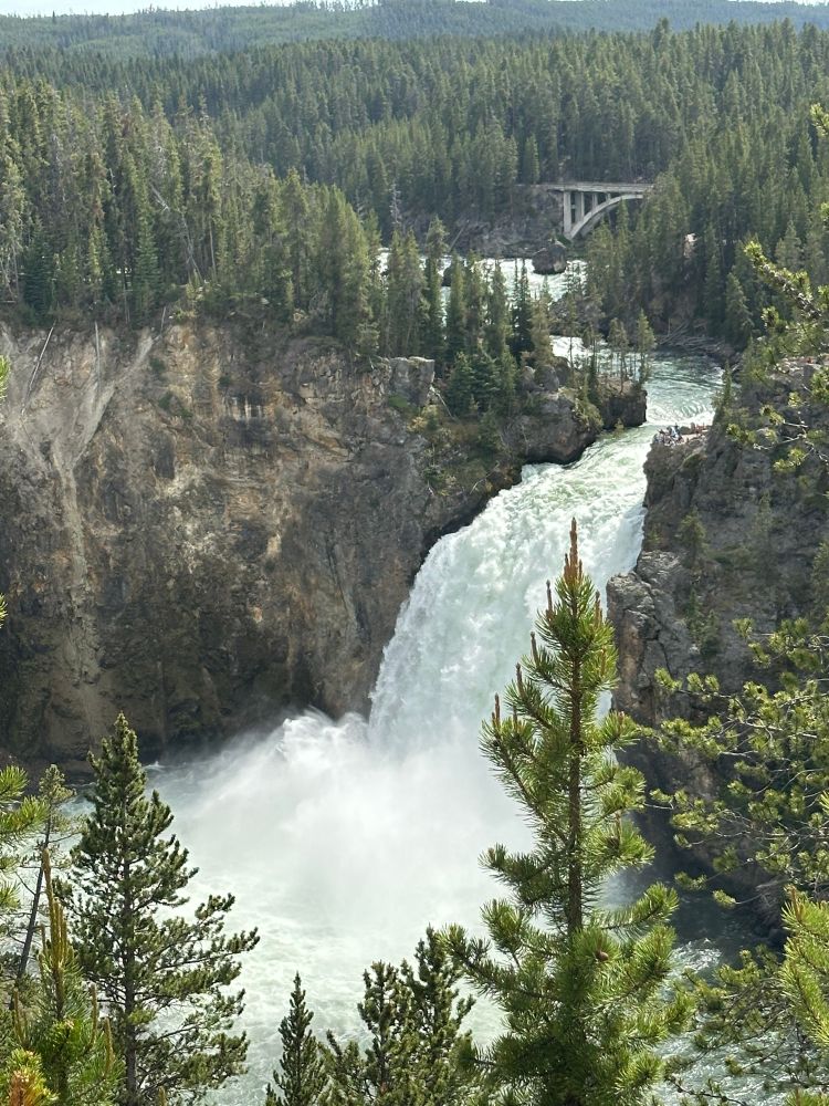 A view of a waterfall in Yellowstone