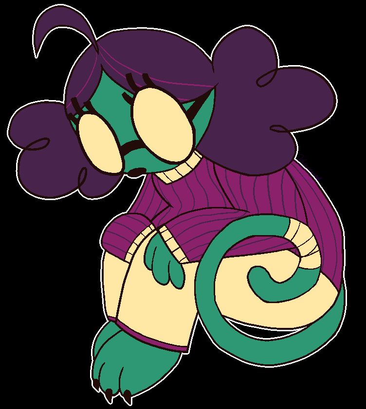 A full body drawing of the character Hector from the video game Great God Grove. He is sitting hunched over and curled into himself, looking depressed and hollow.