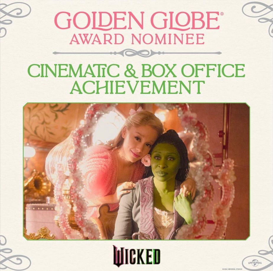 Wicked receives 4 Golden Globe nominations, including Best Cinematic & Box Office Achievement
