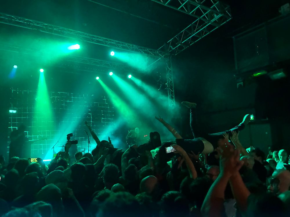 Adebisi Shank live in Dublin, crowd surfing 