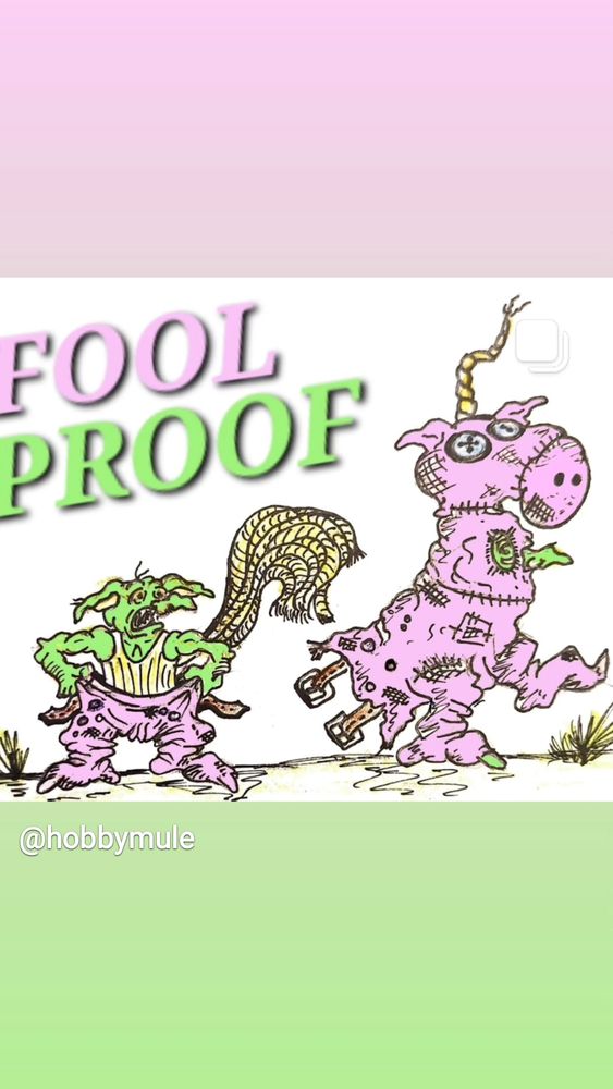 A unicorn, definitely not a unicorn costume that has split to reveal two goblins within. Definitely not that. Image has a caption that reads "fool proof."