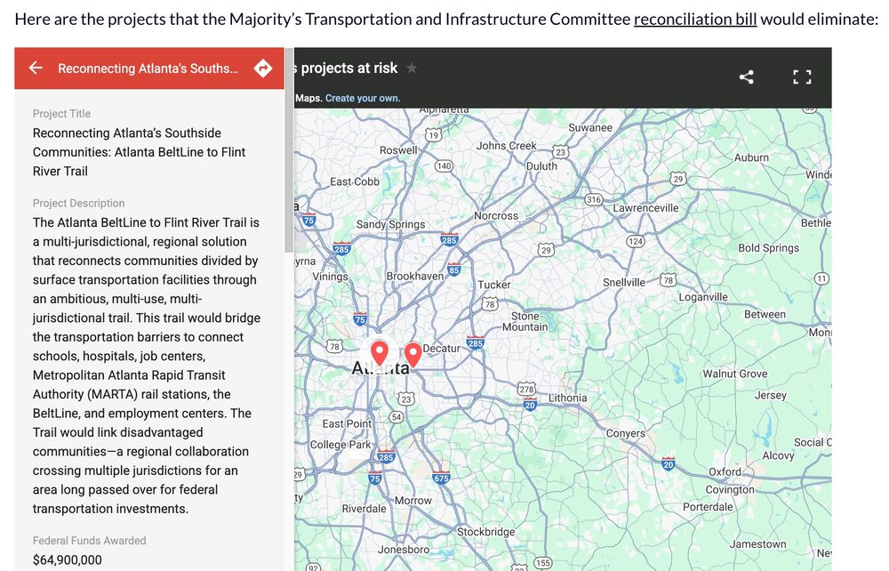 Map showing location of Beltline connection to Flint River Trail in Atlanta