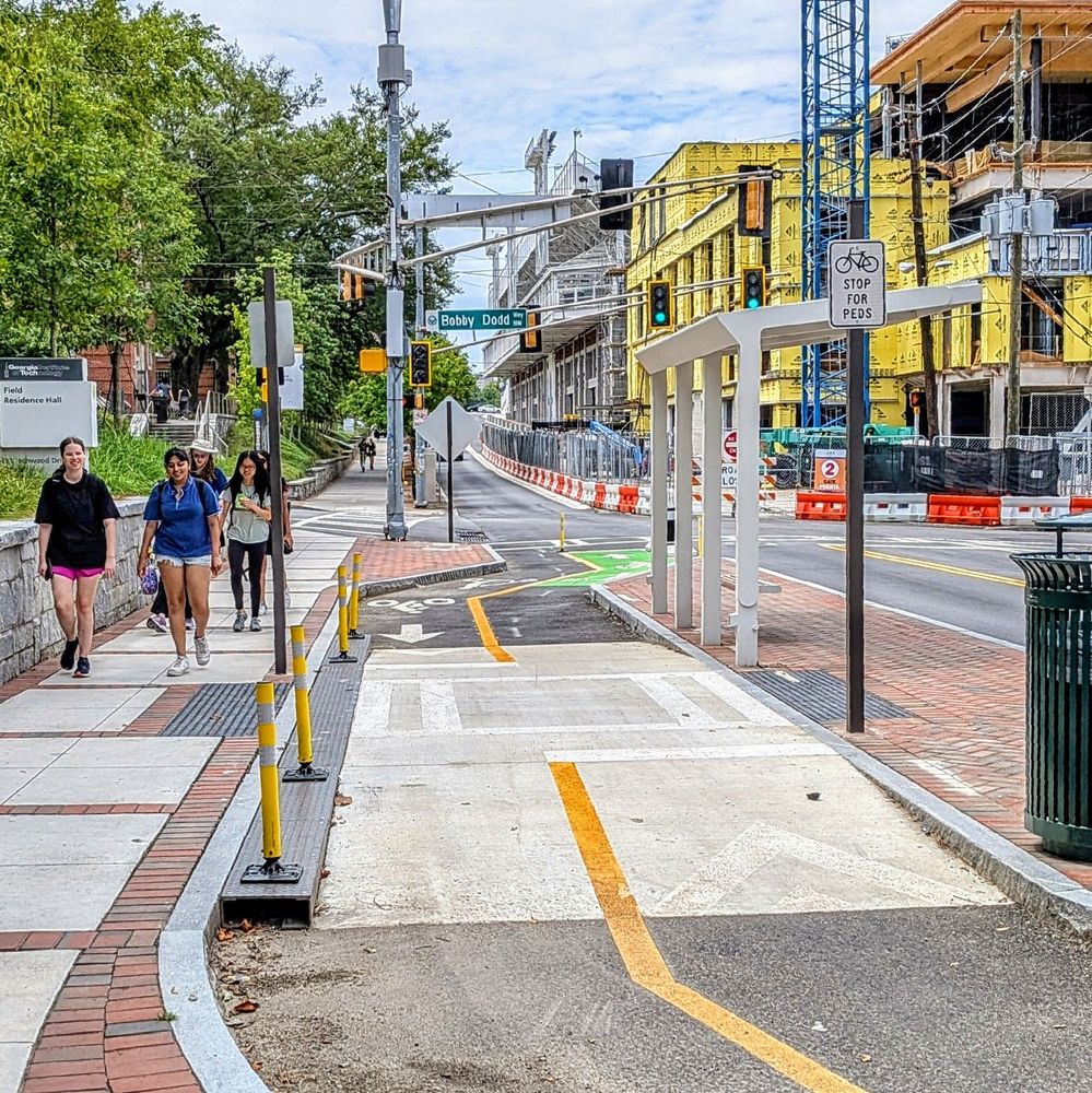Bike lane and bus stop