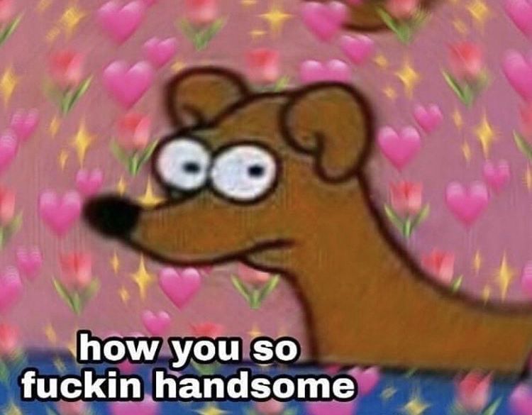 Santa’s helper from The Simpson’s is surrounded by hearts and star and tulip emojis and it says “How you so fuckin handsome”