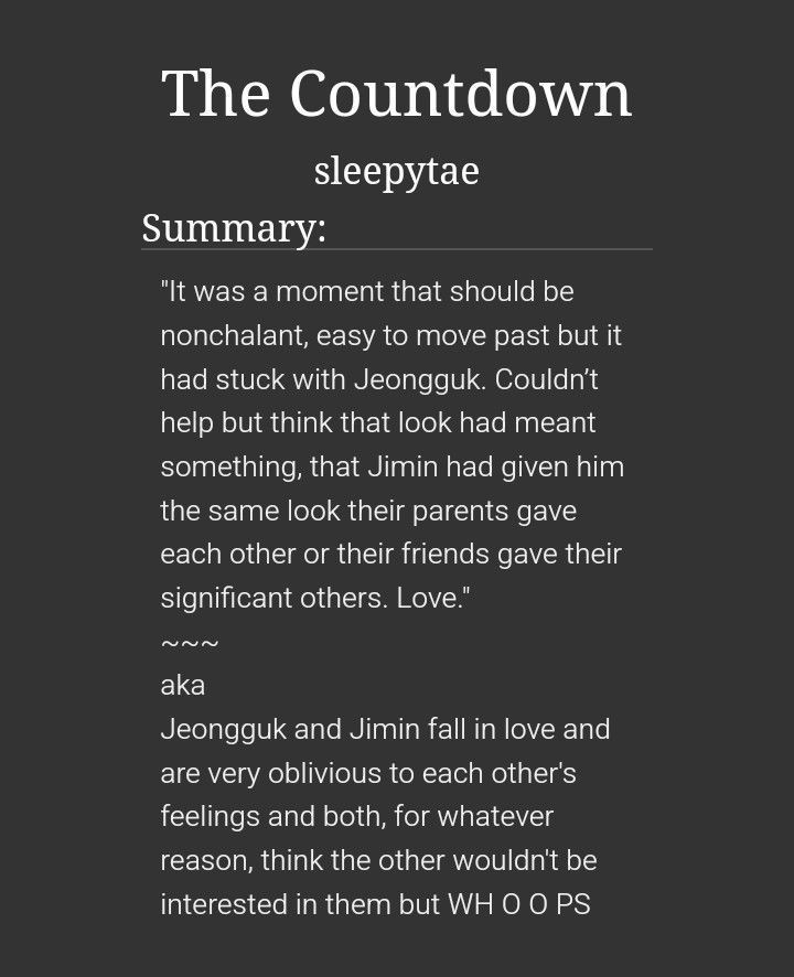 Summary: jikook are in love but completely oblivious of each other's feelings.
