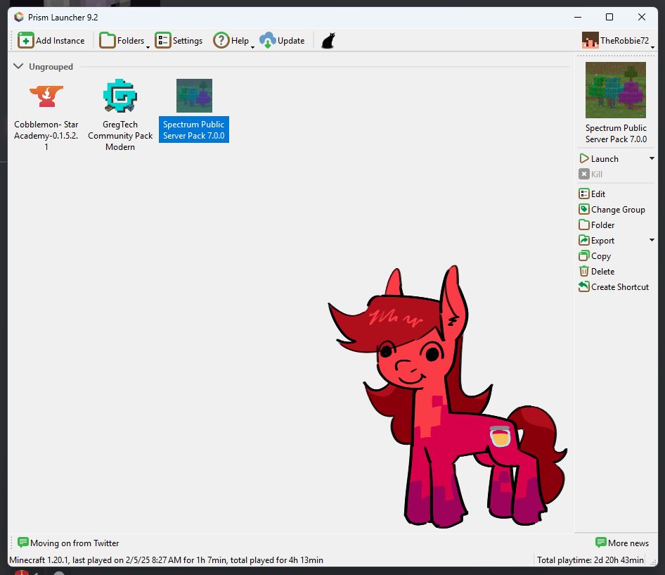 a drawing of apricot jam inside the prism launcher (a minecraft mod launcher) application window.