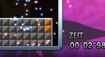 2nd Screenshot from the Partice Mode in "Tetris: The Grandmaster 4".
After the Line created, the remaining two blocks of the L-Piece created a setup for an I-Piece to clear 4 rows.