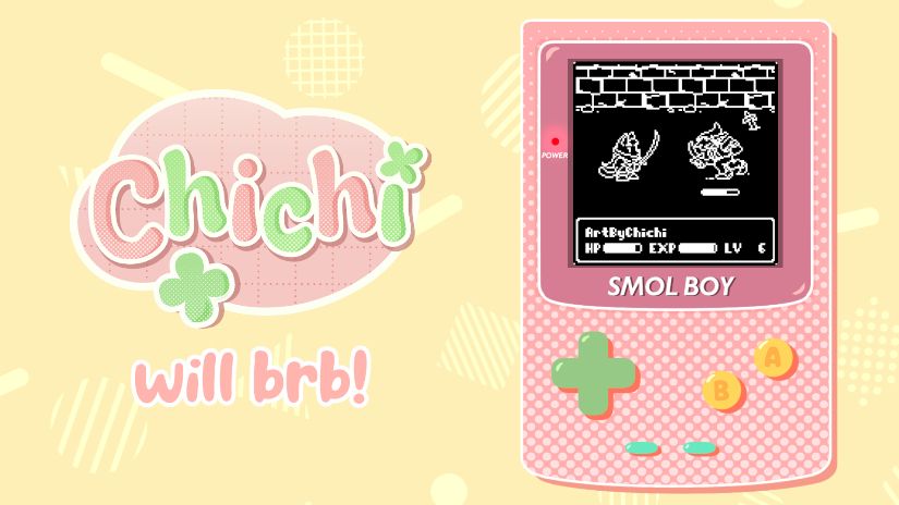 My new twitch BRB screen where the little gameboy and Micro Stream RPG now take up like half of the screen