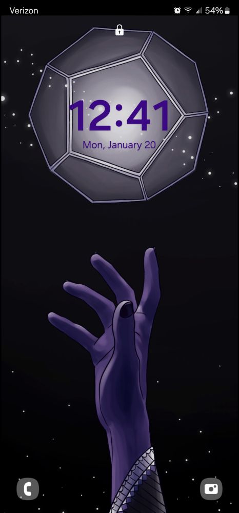 Critical Role fanart: Essek’s hand - purple skinned drow - reaching up for a beacon, with a stary night background. The time is centered on the beacon. Art by "incarnation-of-rasputin" on tumblr.